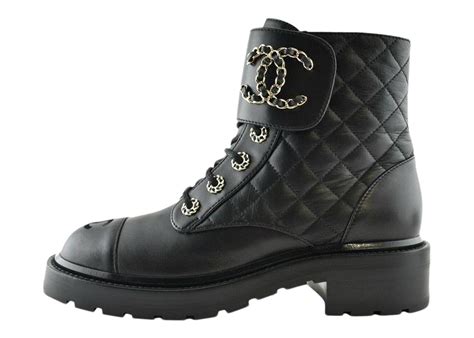 chanel black and brown riding boots|chanel quilted combat boots.